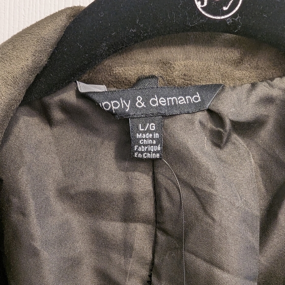 Supply & Demand Faux Suede Army Green Moto Jacket - Picture 2 of 6